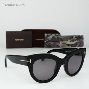 Tom Ford Women Sunglasses Black Smoke Mirror Cat Eye FT1063/S LUCILLA 01C NEW